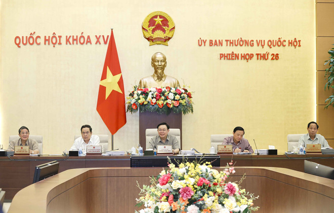 Chủ tịch Quốc hội Vương Đình Huệ phát biểu. (Ảnh: Doãn Tấn/TTXVN) Quyết liệt di dời cơ sở không phù hợp với Quy hoạch chung Thủ đô ảnh 1