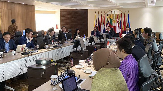 Quang cảnh cuộc họp đầu tiên trong năm 2020 của Ủy ban Điều phối Kết nối ASEAN (ACCC 1/2020). (Ảnh: Hữu Chiến/TTXVN) Việt Nam chủ trì cuộc họp Ủy ban Điều phối Kết nối ASEAN ảnh 1