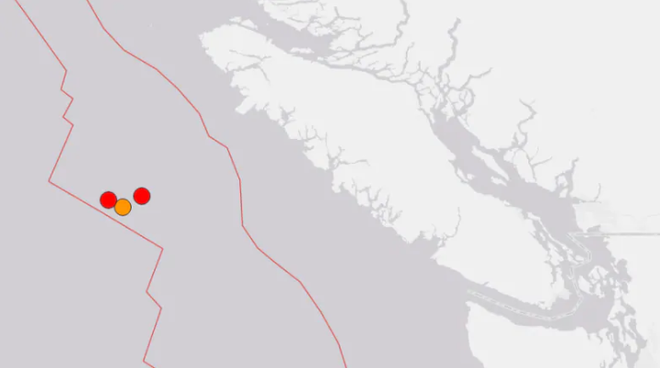 Bốn trận động đất liên tiếp làm rung chuyển bờ biển Tây Canada ảnh 1