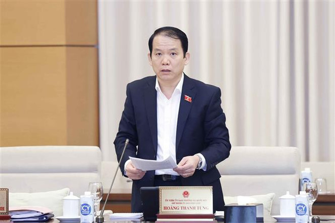 Chủ nhiệm Ủy ban Pháp luật của Quốc hội Hoàng Thanh Tùng phát biểu. (Ảnh: Doãn Tấn/TTXVN) Giám sát sắp xếp đơn vị hành chính cấp huyện, cấp xã từ 2019-2021 ảnh 2