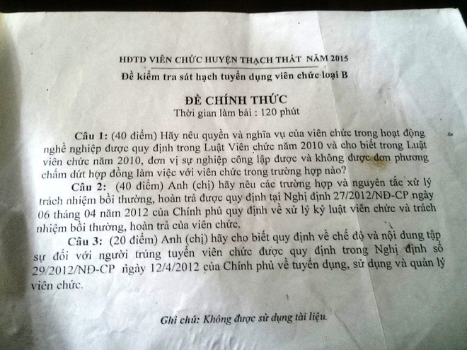 Xung quanh chuyện tuyển dụng viên chức "kỳ lạ" ở huyện Thạch Thất ảnh 2