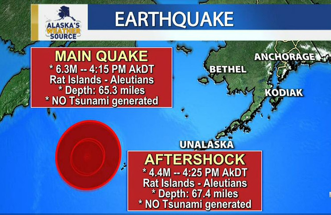 Mỹ: Động đất độ lớn 6,3 làm rung chuyển quần đảo thuộc bang Alaska ảnh 1