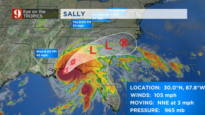 Mỹ: Bão Sally đổ bộ vào đất liền có thể gây lụt lội tại bang Alabama ảnh 1