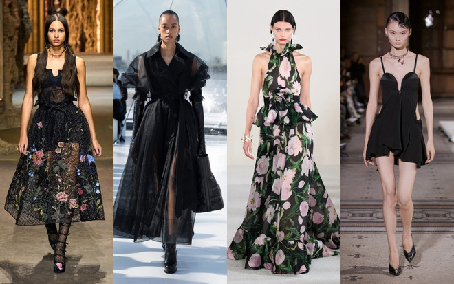 Từ trái qua phải: Christian Dior, Alexander McQween, Carolina Herrera, Coperni. 6 xu hướng màu sắc đang thống lĩnh làng mốt mùa Xuân Hè 2023 ảnh 4