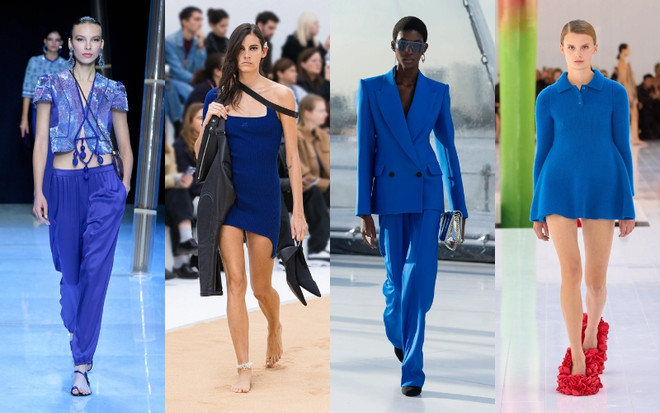 Từ trái qua phải: Giorgio Armani, Courrèges, Alexander McQueen, Loewe. 6 xu hướng màu sắc đang thống lĩnh làng mốt mùa Xuân Hè 2023 ảnh 2
