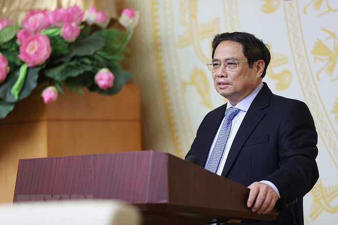 Thủ tướng Phạm Minh Chính phát biểu. (Ảnh: Dương Giang/TTXVN) 'Du lịch cung cấp dịch vụ du khách cần, chứ không chỉ cái chúng ta có' ảnh 2