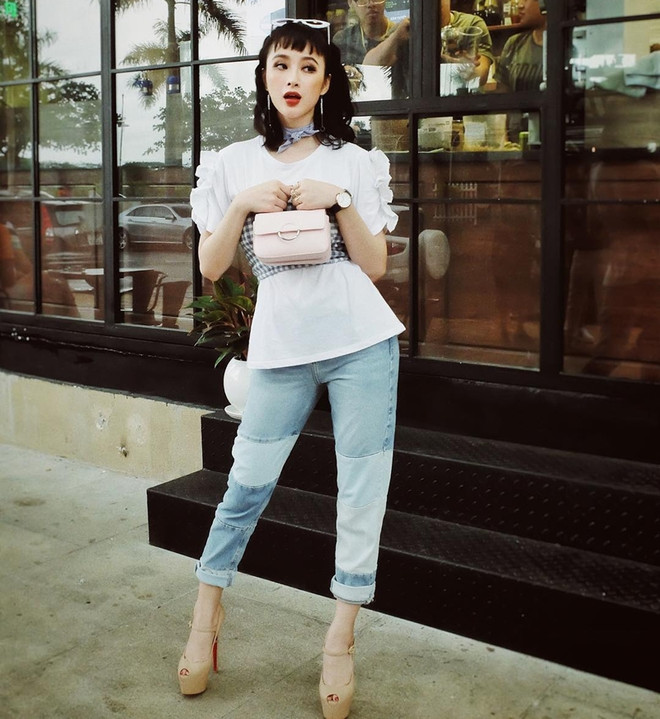 Hoàng Thùy Linh và Thanh Hằng biến tấu áo thun sành điệu ảnh 7