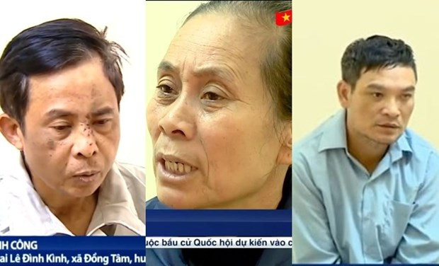 3 trong số các đối tượng bị bắt ở Đồng Tâm. (Nguồn: VTV) Truy tố 29 bị can trong vụ án đặc biệt nghiêm trọng tại Đồng Tâm ảnh 1