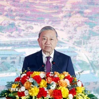 Tổng Bí thư Tô Lâm phát biểu tại buổi lễ. (Ảnh: Thống Nhất/TTXVN)