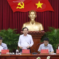Ông Đỗ Thanh Bình, Ủy viên Trung ương Đảng, Bí thư Thành ủy Cần Thơ phát biểu. (Ảnh: Ngọc Thiện/TTXVN)