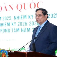 Thủ tướng Phạm Minh Chính phát biểu chỉ đạo Hội nghị toàn quốc tổng kết công tác Tư pháp năm 2025. (Ảnh: Dương Giang/TTXVN)