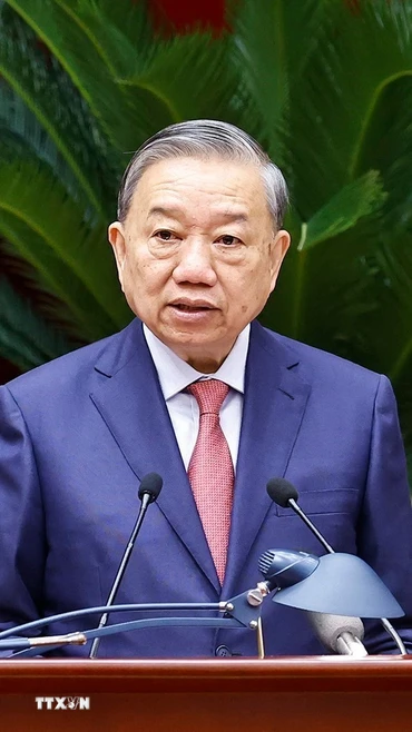 Tổng Bí thư Tô Lâm phát biểu khai mạc Hội nghị lần thứ 15 Ban Chấp hành Trung ương Đảng khóa XIII. (Ảnh: Doãn Tấn/TTXVN)