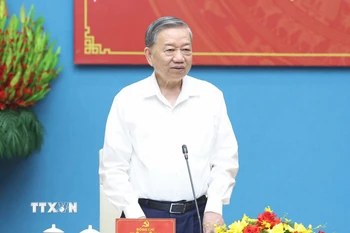 Tổng Bí thư Tô Lâm phát biểu chỉ đạo. (Ảnh: Thống Nhất/TTXVN)