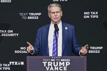 Ông Scott Bessent phát biểu tại Asheville, Mỹ,. (Nguồn: AP/TTXVN)