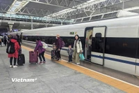 Một đoàn tàu tốc độ cao tại nhà ga của Trung Quốc. (Ảnh: Việt Hùng/Vietnam+)