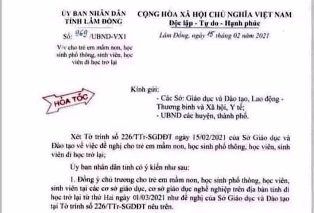 Lâm Đồng không ban hành văn bản cho học sinh nghỉ học từ 19/2 ảnh 1