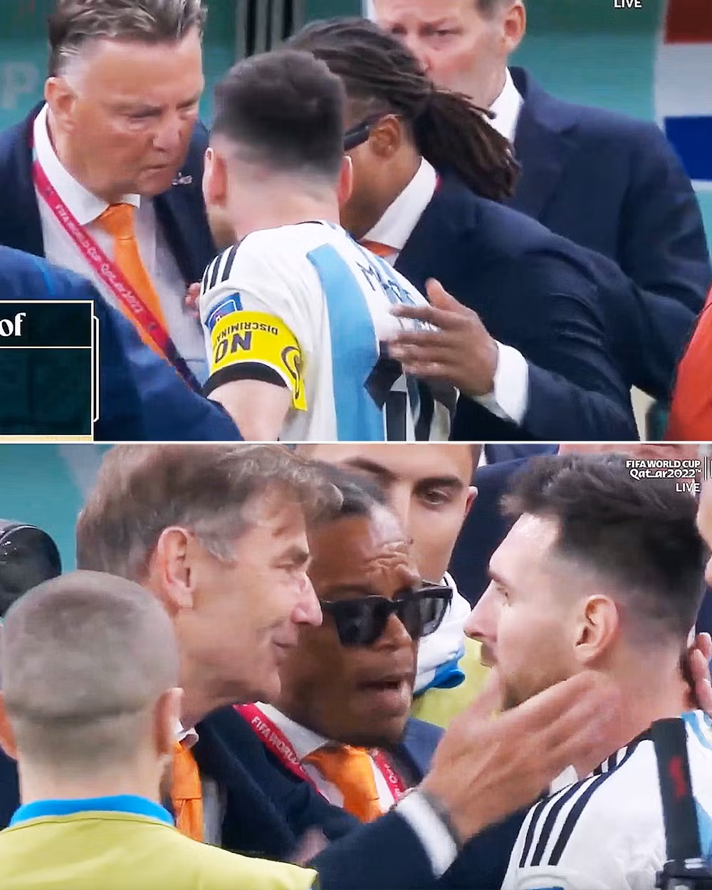 [Video] Messi nổi nóng cãi nhau trực tiếp với HLV Van Gaal của Hà Lan ảnh 1