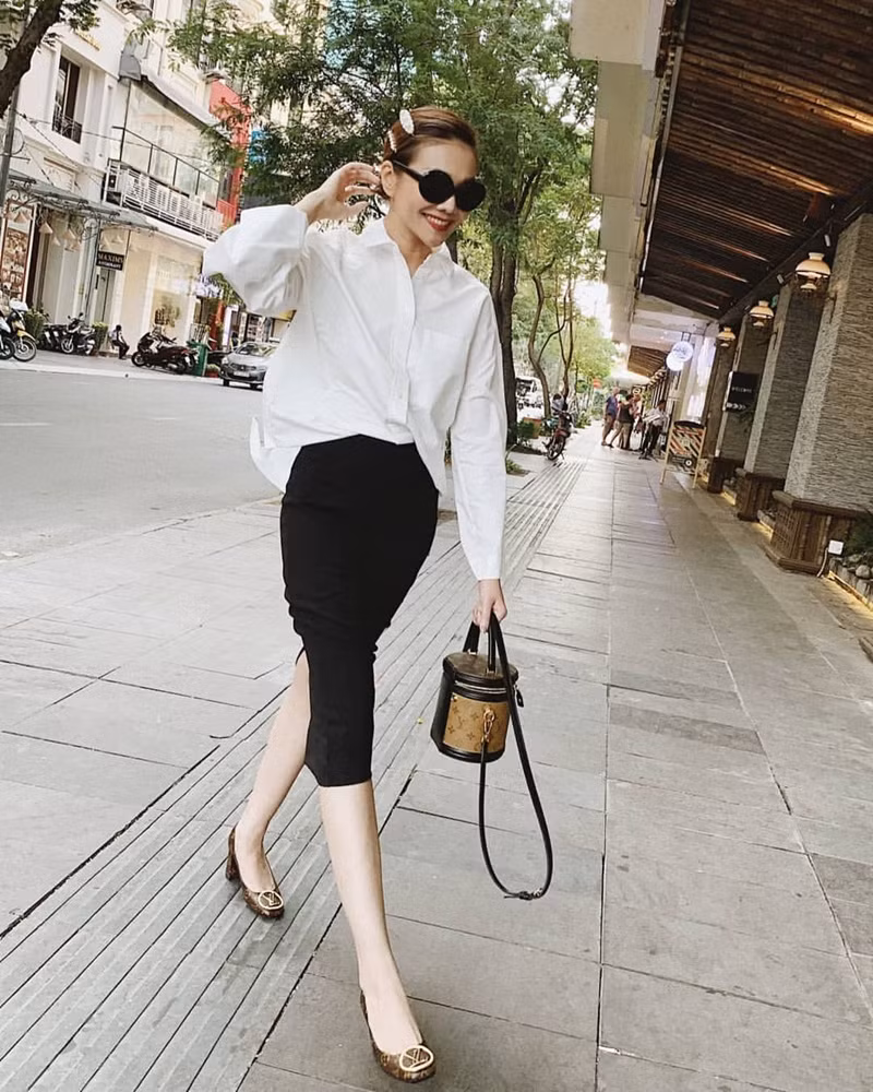 7 gợi ý phối trang phục với sơmi trắng cho mùa Hè từ các mỹ nhân Việt ảnh 22