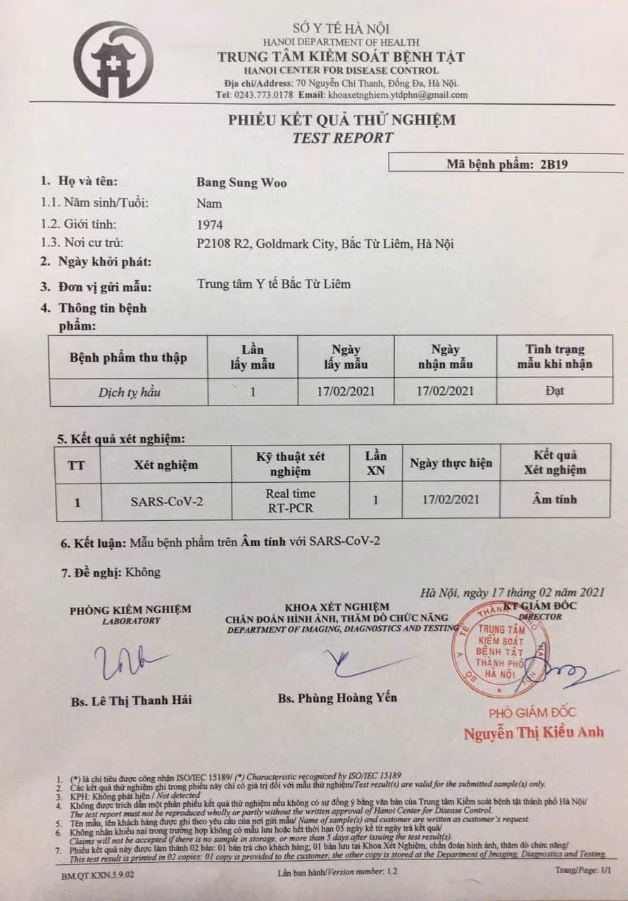 Người đàn ông Hàn Quốc tử vong ở Hà Nội âm tính với virus SARS-CoV-2 ảnh 2