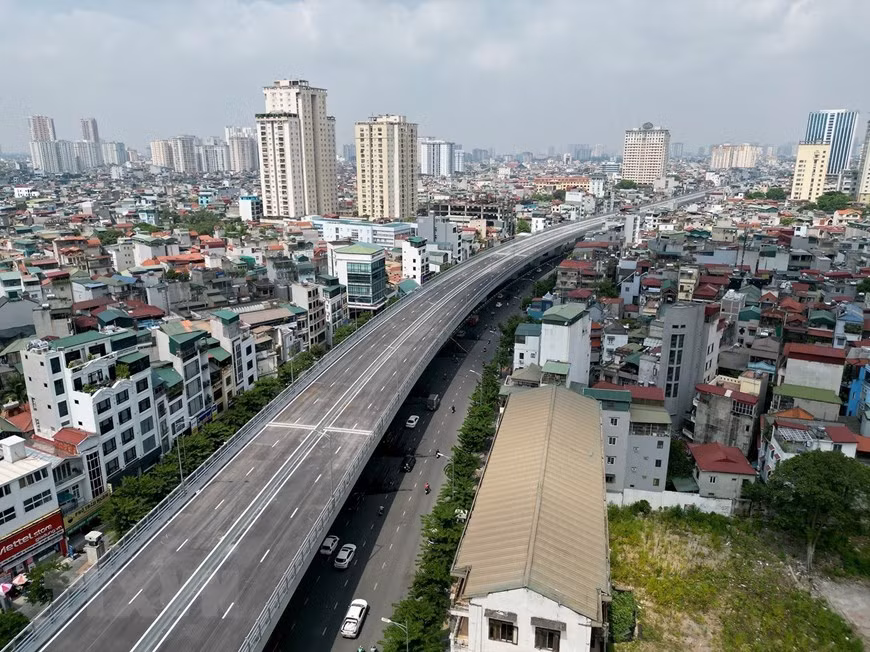 Sẽ thông xe đường trên cao Vĩnh Tuy-Ngã Tư Sở vào cuối năm nay ảnh 1