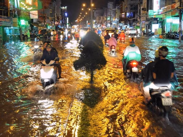 Nhiều tuyến đường ở TP.HCM bị ngập do triều cường lên cao ảnh 1