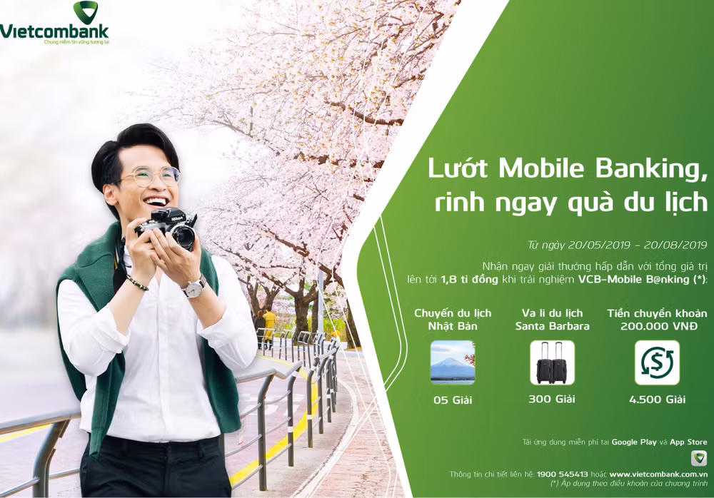 Kích hoạt thành VCB - Mobile B@nking có cơ hội du lịch Nhật Bản ảnh 1