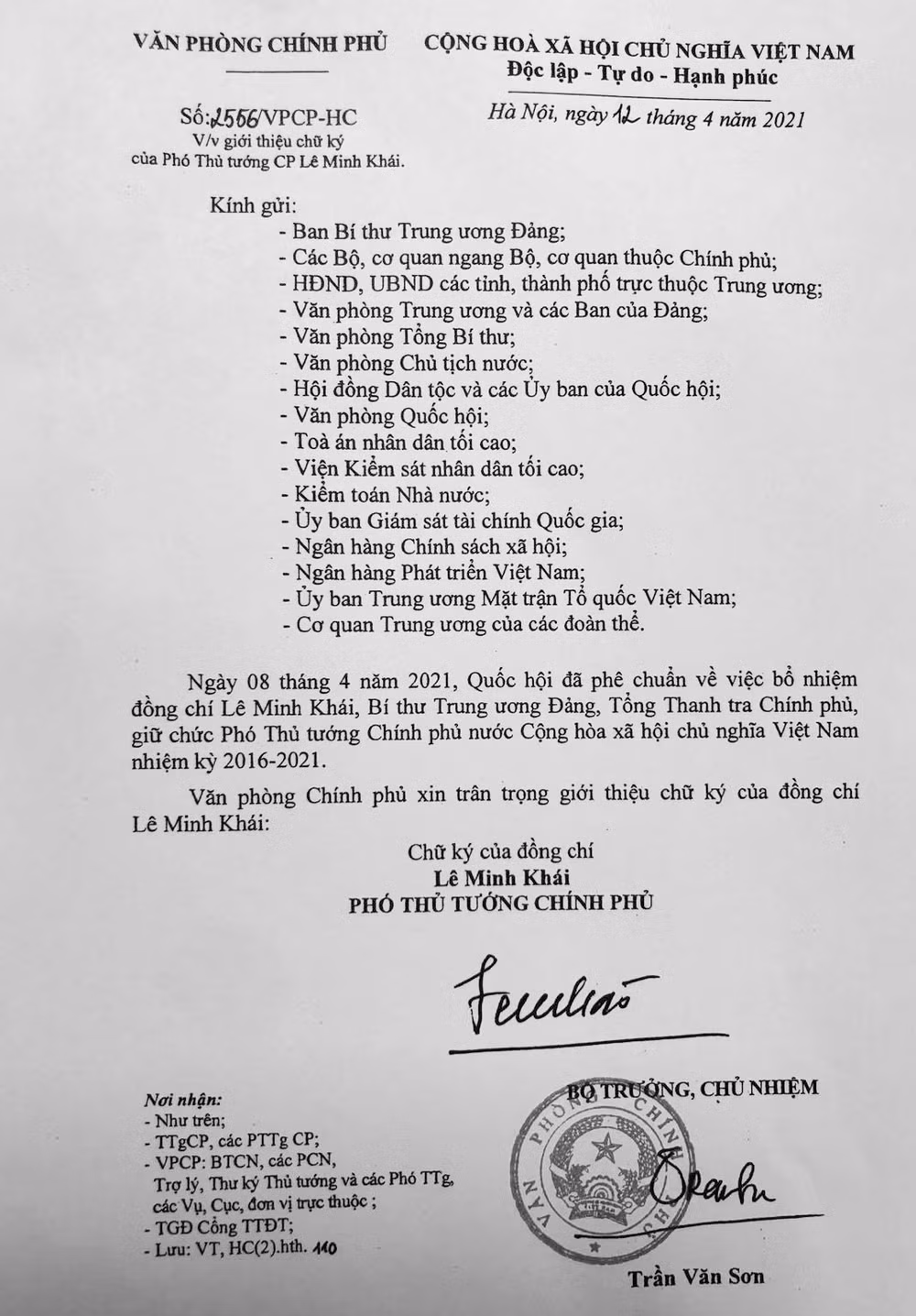 Giới thiệu chữ ký của thủ tướng, 2 phó thủ tướng và chủ nhiệm VPCP ảnh 2