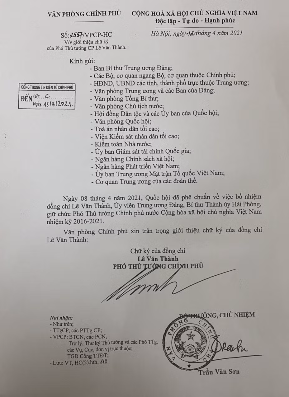 Giới thiệu chữ ký của thủ tướng, 2 phó thủ tướng và chủ nhiệm VPCP ảnh 3
