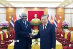 Tổng Bí thư Tô Lâm tiếp Chủ tịch Quốc hội Chính quyền nhân dân và Hội đồng Nhà nước Cuba Esteban Lazo Hernández sang thăm chính thức Việt Nam. (Ảnh: Thống Nhất/TTXVN)