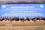 Lễ ký biên bản ghi nhớ (MOU) giữa Chính phủ Lào và Tập đoàn Phongsavanh về nghiên cứu triển khai cao tốc từ Vientiane đến biên giới Việt Nam. (Ảnh: TTXVN phát)
