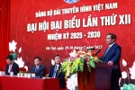 Thủ tướng Phạm Minh Chính, Bí thư Đảng ủy Chính phủ phát biểu tại Đại hội đại biểu Đảng bộ Đài Truyền hình Việt Nam lần thứ 12, nhiệm kỳ 2025-2030. (Ảnh: Dương Giang/TTXVN)