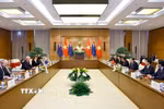 Quang cảnh buổi hội kiến. (Ảnh: Doãn Tấn/TTXVN)