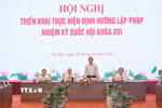 Chủ tịch Quốc hội Trần Thanh Mẫn chủ trì Hội nghị triển khai thực hiện Định hướng lập pháp nhiệm kỳ Quốc hội khóa XVI. (Ảnh: Doãn Tấn/TTXVN)