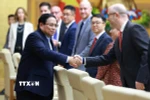 Thủ tướng Phạm Minh Chính gặp đại diện các doanh nghiệp Hoa Kỳ. (Ảnh: Dương Giang/TTXVN)