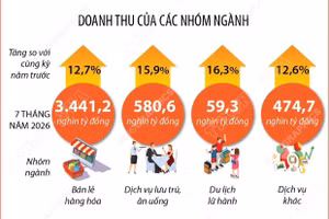Tổng mức bán lẻ hàng hóa và ngành dịch vụ tiêu dùng tăng 13,1% trong 7 tháng