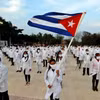 Các bác sỹ Cuba trước khi lên đường làm nhiệm vụ quốc tế. (Nguồn: Đại sứ quán Cuba tại Mexico)