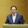 Thủ tướng Phạm Minh Chính trình bày Chuyên đề tại hội nghị. (Ảnh: Phương Hoa/TTXVN)