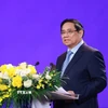 Thủ tướng Phạm Minh Chính phát biểu chỉ đạo tại Lễ trao Giải thưởng toàn quốc về Thông tin Đối ngoại lần thứ XI. (Ảnh: Dương Giang/TTXVN)