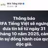 Thông báo tạm ngừng hoạt động của RFA tiếng Việt.