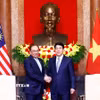 Chủ tịch nước Lương Cường tiếp Thủ tướng Malaysia Anwar Ibrahim. (Ảnh: Lâm Khánh/TTXVN)