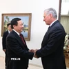 Bí thư thứ nhất, Chủ tịch Cuba Miguel Díaz-Canel Bermúdez tiếp ông Nguyễn Xuân Thắng, Ủy viên Bộ Chính trị, Giám đốc Học viện Chính trị Quốc gia Hồ Chí Minh, Chủ tịch Hội đồng Lý luận Trung ương. (Ảnh: Việt Hùng/TTXVN)