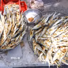 Cá trích tươi sau khi đánh bắt được sơ chế, xếp lên vỉ và nướng bằng than hồng ngay tại bờ biển. (Ảnh: Thanh Thủy/TTXVN)