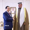 Thủ tướng Phạm Minh Chính hội kiến Hoàng Thái tử Kuwait Sheikh Sabah Al-Khaled Al-Hamad Al-Sabah. (Ảnh: Dương Giang/TTXVN)