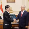 Chủ tịch nước Lương Cường với Chủ tịch Hạ viện Ai Cập Hanafy El-Gebaly tại trụ sở Hạ viện Ai Cập. (Ảnh: Lâm Khánh/TTXVN)