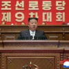 Tổng Bí thư Đảng Lao động Triều Tiên Kim Jong Un phát biểu tại Đại hội. (Nguồn: KCNA)