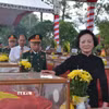Bà Phạm Thị Thanh Trà, Bí thư Trung ương Đảng, Phó Thủ tướng Chính phủ, Trưởng Ban Chỉ đạo quốc gia 515 tưởng niệm các Anh hùng liệt sỹ. (Ảnh: Trịnh Duy Hưng/TTXVN)