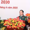 Đại tướng Trịnh Văn Quyết, Bí thư Trung ương Đảng, Chủ nhiệm Tổng cục Chính trị Quân đội Nhân dân Việt Nam dự và chỉ đạo Đại hội. (Ảnh: Xuân Khu/TTXVN)