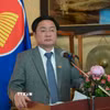 Ủy viên Trung ương Đảng, Bí thư Tỉnh ủy Tây Ninh Nguyễn Văn Quyết phát biểu tại Hội nghị xúc tiến đàu tư tỉnh Tây Ninh, ngày 19/6 tại Brussels. (Ảnh: Lan Anh/TTXVN)