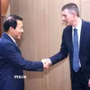 Đại tướng Lương Tam Quang, Bộ trưởng Bộ Công an tiếp ông Kerry Person, Phó Chủ tịch phụ trách phát triển Trung tâm Dữ liệu, Công ty Amazon Web Services (AWS), Tập đoàn Amazon. (Ảnh: Phạm Kiên/TTXVN)