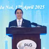 Thủ tướng Phạm Minh Chính phát biểu bế mạc Hội nghị thượng đỉnh Diễn đàn Đối tác vì tăng trưởng xanh và mục tiêu toàn cầu (P4G) lần thứ tư. (Ảnh: Dương Giang/TTXVN)
